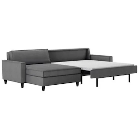 Contemporary Two Piece Sectional Sofa with Chaise Lounge and Full Sleeper Mattress